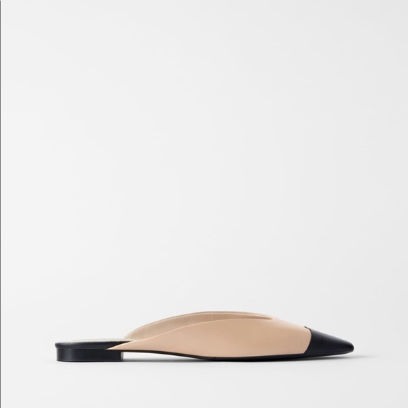 Last one!🎈NWT ZARA Leather Mules Beige Black - 36 - Picture 3 of 8